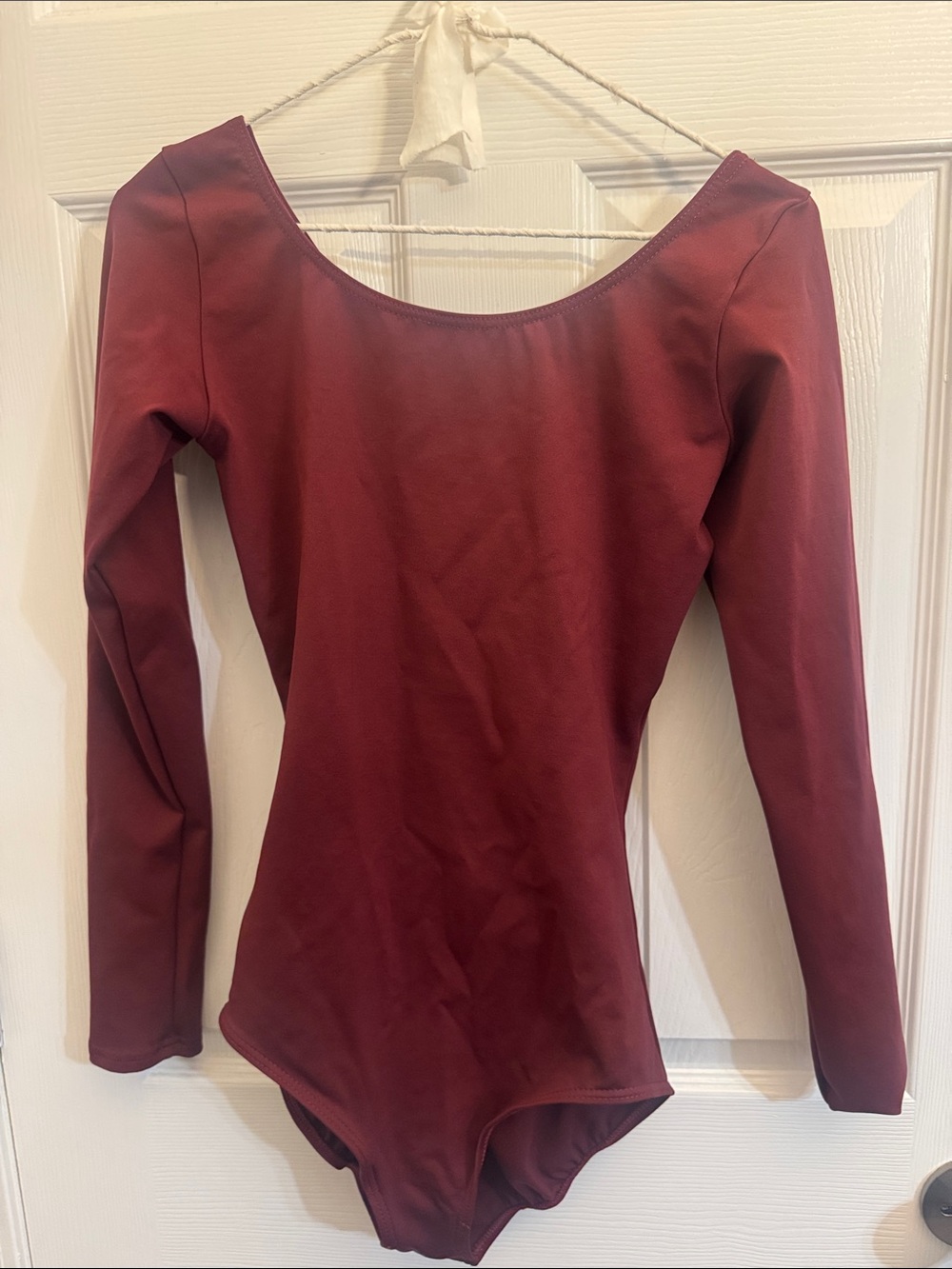 Capezio Long Sleeve Scoop Neck Bodysuit - Burgundy
